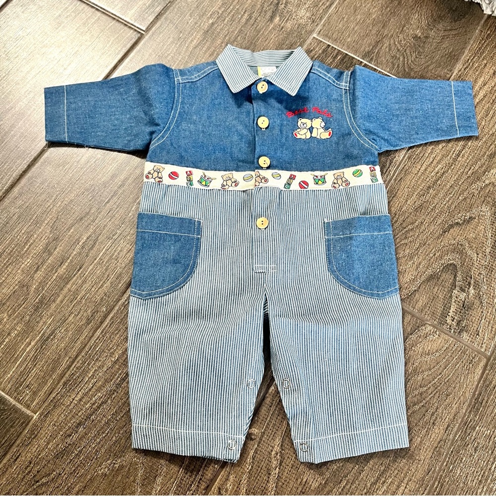 Baby Togs / Vintage Best Pals Bear Denim One Piece Jumpsuit